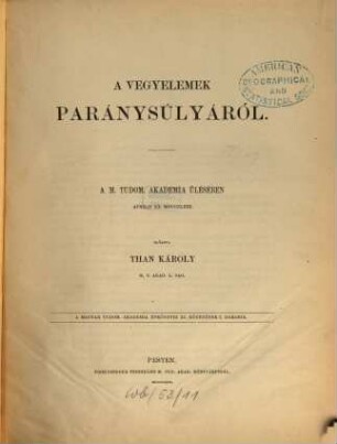 A Magyar Tudományos Akadémia évkönyvei, 11. 1863/69 (1869)