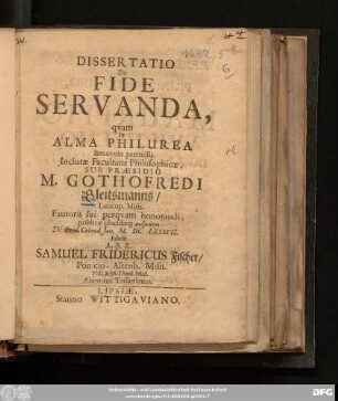 Dissertatio De Fide Servanda