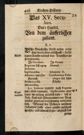 426-434, Das I. - II. Capitel