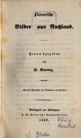 Literarische Bilder aus Rußland