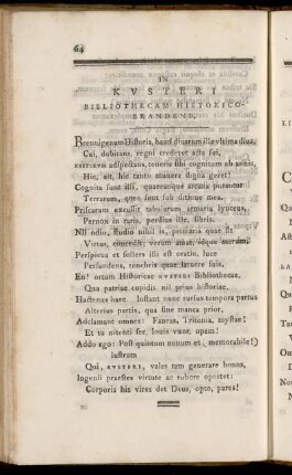 In Kusteri Bibliothecam Historico-Brandenb.