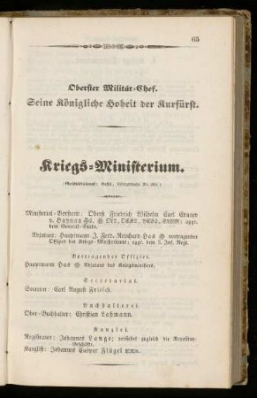 Kriegs=Ministerium.