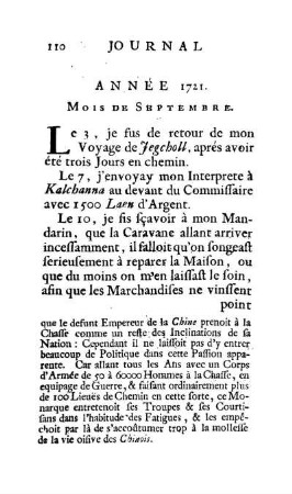 Année 1721. Mois de Septembre