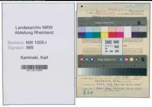 Entnazifizierung Karl Kaminski , geb. 20.02.1893 (Heilgehilfe)