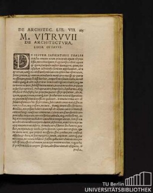 M. Vitruvii De Architectura, Liber Octavus.