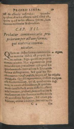 Cap. XII. Probatur comunicatio propriorum per actum formae, qui materie communicatur.