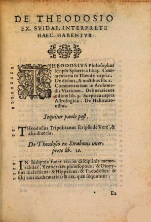 Theodosii Tripolitae De Diebvs Et Noctibvs : Libri Duo ; De Vaticana Bibliotheca deprompti