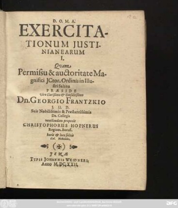 Exercitationum Iustinianearum I.