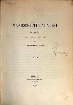 I manoscritti palatini di Firenze, 3