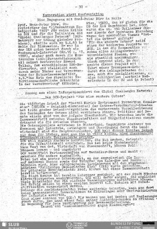 Kooperation statt Konfrontation : eine Begegnung mit Hans-Peter Dürr in Halle