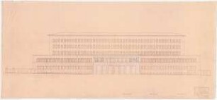 Verwaltungsgebäude der Sächsischen Bauernschaft, Dresden: Ansicht von der Ammonstraße (von Inv.Nr. 9268) mit einmontiertem Vorbau 1:100