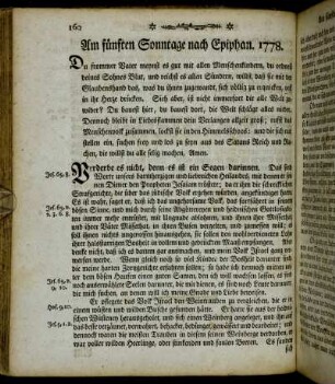 Am fünften Sonntage nach Epiphan. 1778. - Am sechsten Sonntage nach Epiphanias.