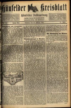 Zweite Ausgabe vom Samstag, den 25. Februar 1928.