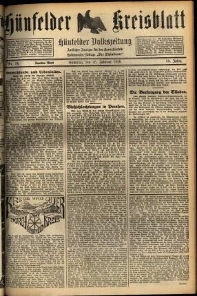 Zweite Ausgabe vom Samstag, den 25. Februar 1928.
