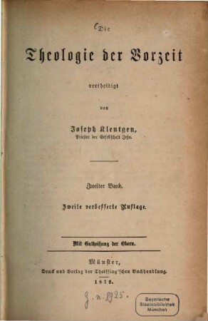 Die Theologie der Vorzeit, 2
