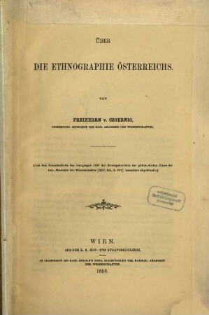 Über die Ethnographie Österreichs