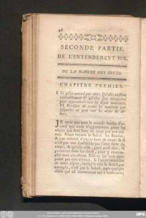 Seconde Partie. De L'Entendement Pur. De La Nature Des Idées.