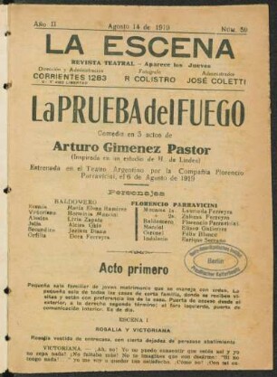 La prueba del fuego : comedia en 3 actos