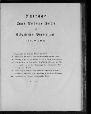 Acta Conventus Senatus et Civium, Jovis d. 11. Maji 1843.