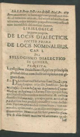 Cap. I. De Syllogismo Dialectico In Genere.