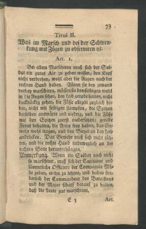 Titul II. Was im Marsch und bei der Schwenkung mit Zügen zu observiren ist
