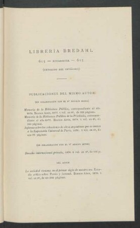 Publicaciones del mismo autor : Librería Bredahl (Extracto del catálogo)