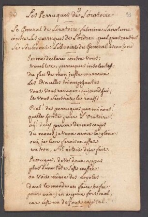 Les Perruques de l’oratoire