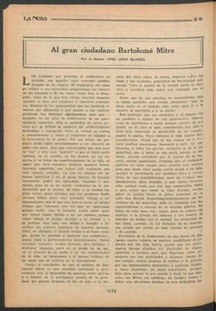 Al gran ciudadano Bartolomé Mitre