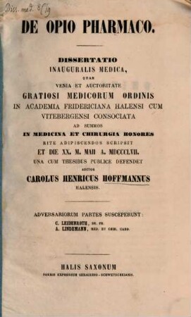 De opio pharmaco : (Diss. inaug.)