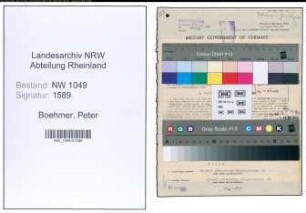 Entnazifizierung Peter Boehmer , geb. 25.11.1905 (Versicherungsangestellter)