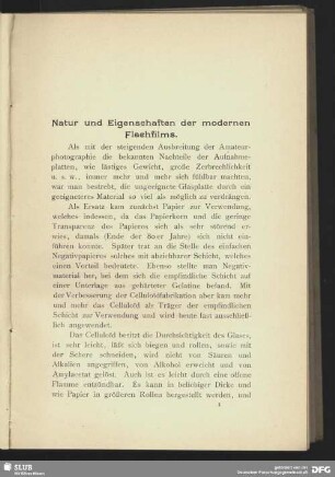 Natur und Eigenschaften der modernen Flachfilms