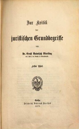 Zur Kritik der juristischen Grundbegriffe, 1