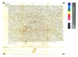 Propst Christoph von Freyberg-Eisenberg verleiht Melchior Mertz ein Gut in Oberkochen.
