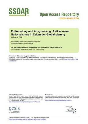 Entfremdung und Ausgrenzung: Afrikas neuer Nationalismus in Zeiten der Globalisierung