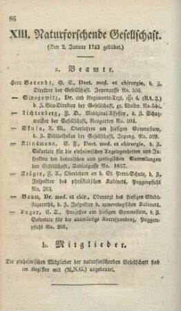 XIII. Naturforschende Gesellschaft