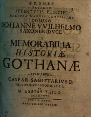 Memorabilia Historiae Gothanae