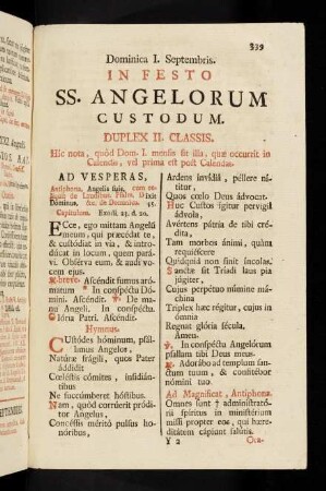 339-368, Dominica I. Septembris. In Festo SS. Angelorum Custodum.