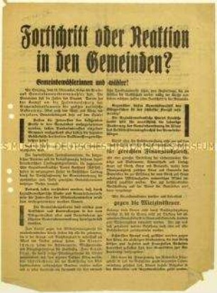 Aufruf der SPD zur Dresdener Stadtverordnetenwahl 1926