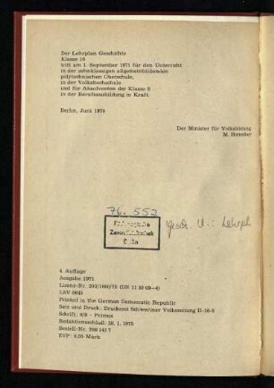 Der Lehrplan Geschichte ...