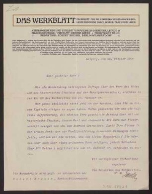 Schreiben an Hermann Muthesius (Einladung)
