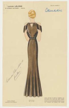Comedie - Ein bodenlanges Kleid in Rückenansicht (Archivtitel)