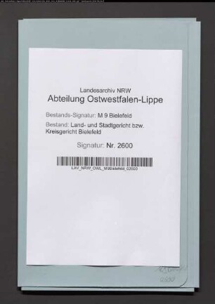 Erblasser: Kirchhoff, Wilhelmine, geb. Becker: Testament