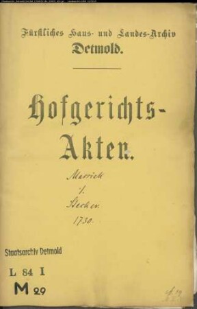 Massiek, Johann Töns bei Stapelage gegen Stecker zu Heiden - Schuldforderung