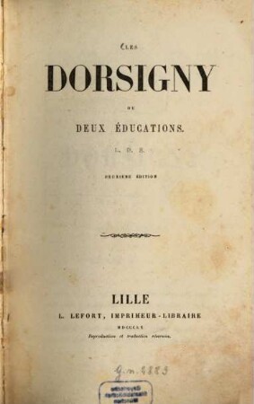 Les Dorsigny ou deux éducations : L. D. S.