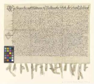 Altmärkische und prignitzsche Städte verschreiben sich Peter Asseburg, Bürgermeister zu Tangermünde, über 1.500 Taler.