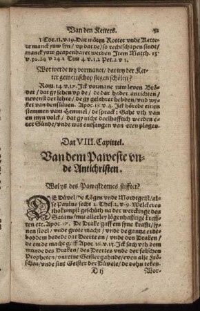 Dat VIII. Capittel. Van dem Paweste unde Antichristen.
