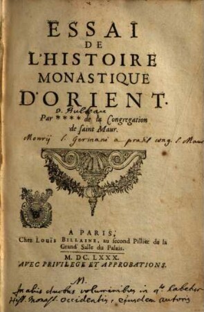 Essai De L'Histoire Monastique D'Orient