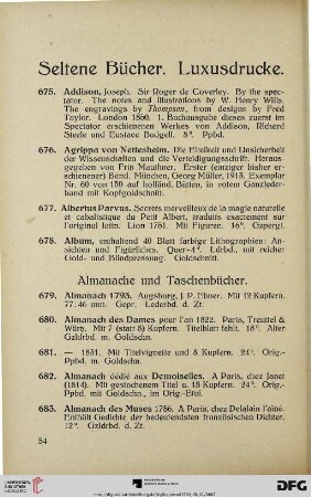 Seltene Bücher. Luxusdrucke (Nr. 675-984)