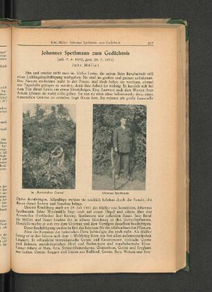 Johannes Spethmann zum Gedächtnis (geb. 7.6. 1892, gest. 29.7.1951)