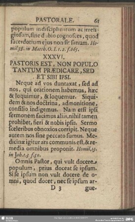 XXXVI. Pastoris Est, Non Populo Tantum Praedicare, Sed Et Sibi Ipsi